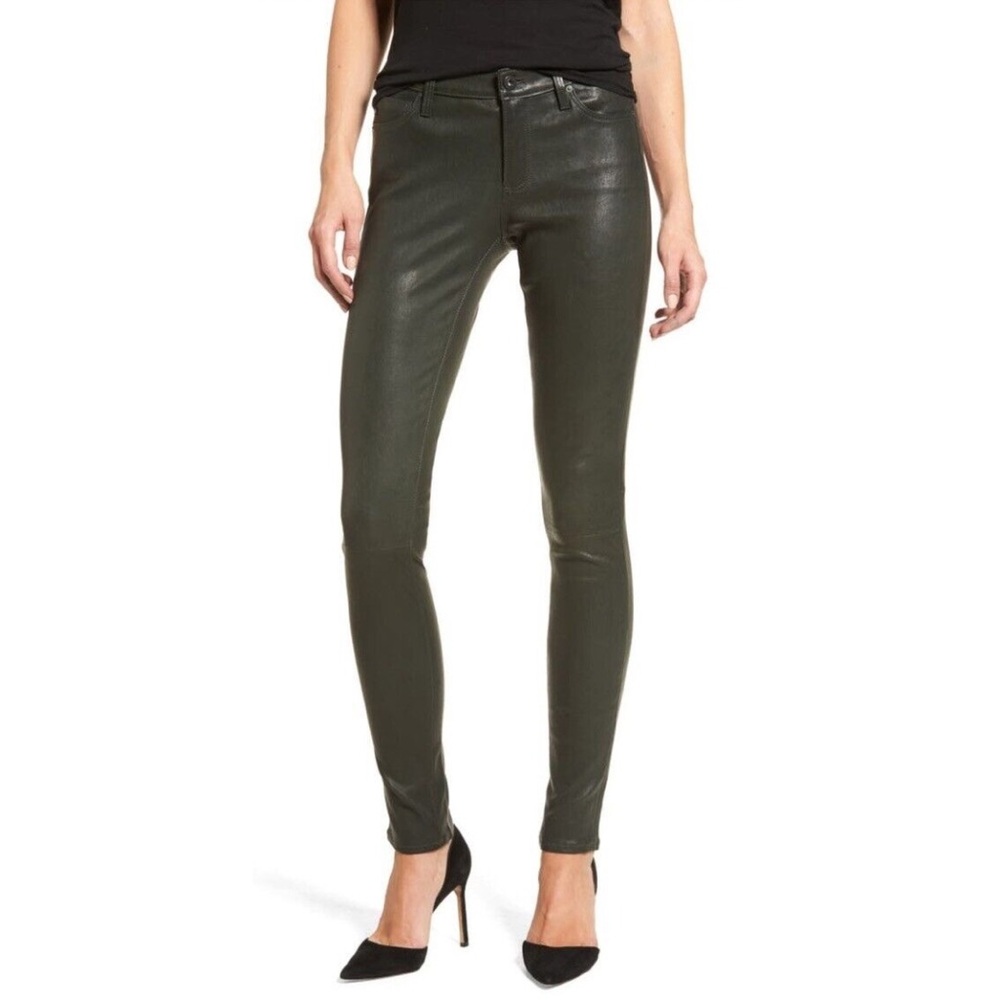 [adriano goldschmied] 100% lamb leather super skinny legging jean climbing ivy